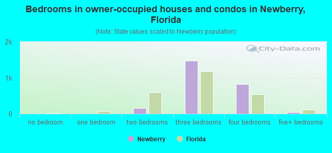 Bedrooms in owner-occupied houses and condos in Newberry, Florida