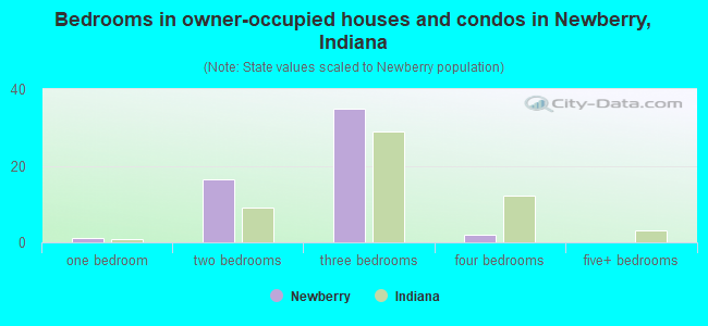 Bedrooms in owner-occupied houses and condos in Newberry, Indiana