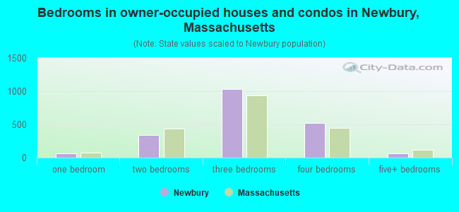 Bedrooms in owner-occupied houses and condos in Newbury, Massachusetts