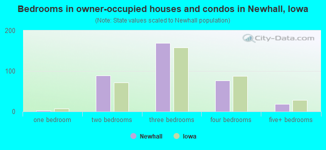 Bedrooms in owner-occupied houses and condos in Newhall, Iowa