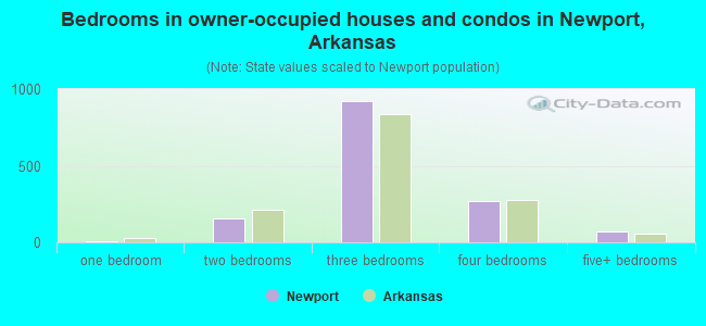 Bedrooms in owner-occupied houses and condos in Newport, Arkansas