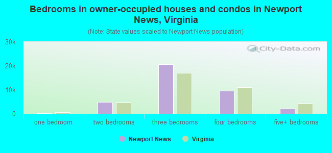 Bedrooms in owner-occupied houses and condos in Newport News, Virginia