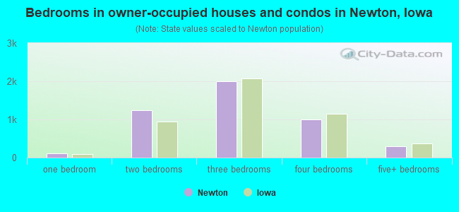 Bedrooms in owner-occupied houses and condos in Newton, Iowa