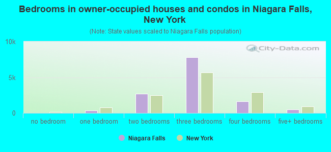 Bedrooms in owner-occupied houses and condos in Niagara Falls, New York