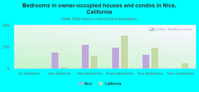 Bedrooms in owner-occupied houses and condos in Nice, California