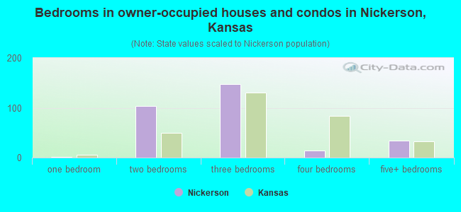 Bedrooms in owner-occupied houses and condos in Nickerson, Kansas