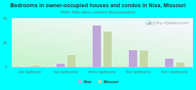 Bedrooms in owner-occupied houses and condos in Nixa, Missouri