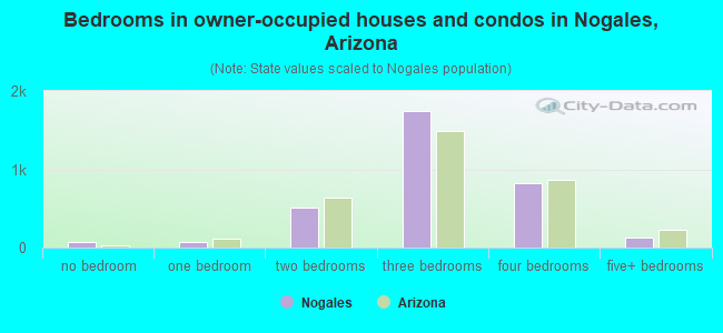 Bedrooms in owner-occupied houses and condos in Nogales, Arizona