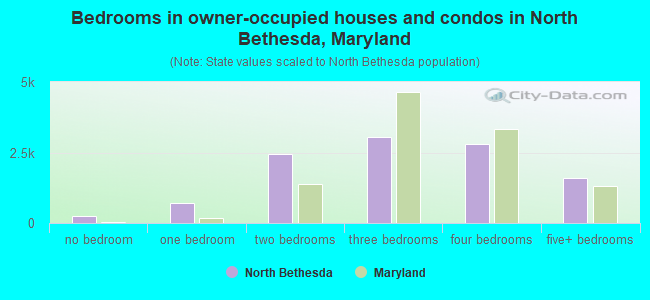 Bedrooms in owner-occupied houses and condos in North Bethesda, Maryland
