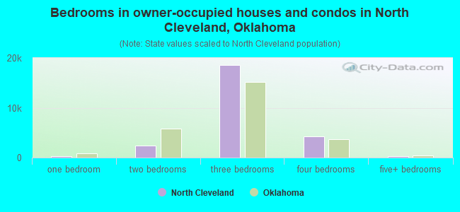Bedrooms in owner-occupied houses and condos in North Cleveland, Oklahoma