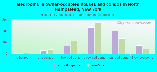 Bedrooms in owner-occupied houses and condos in North Hempstead, New York