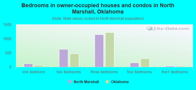 Bedrooms in owner-occupied houses and condos in North Marshall, Oklahoma