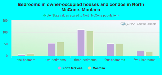 Bedrooms in owner-occupied houses and condos in North McCone, Montana