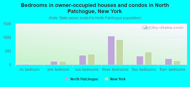 Bedrooms in owner-occupied houses and condos in North Patchogue, New York
