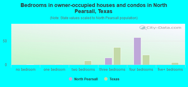 Bedrooms in owner-occupied houses and condos in North Pearsall, Texas