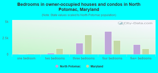 Bedrooms in owner-occupied houses and condos in North Potomac, Maryland