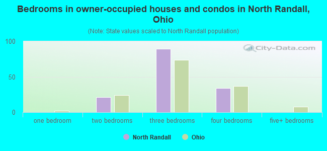 Bedrooms in owner-occupied houses and condos in North Randall, Ohio