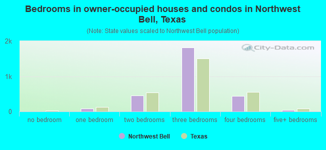 Bedrooms in owner-occupied houses and condos in Northwest Bell, Texas