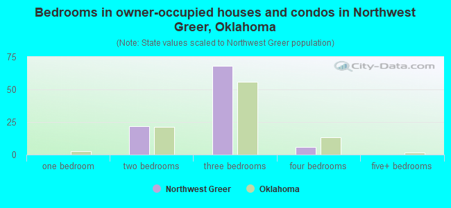 Bedrooms in owner-occupied houses and condos in Northwest Greer, Oklahoma