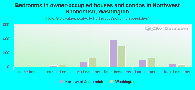 Bedrooms in owner-occupied houses and condos in Northwest Snohomish, Washington