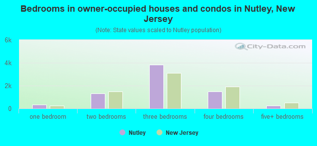 Bedrooms in owner-occupied houses and condos in Nutley, New Jersey