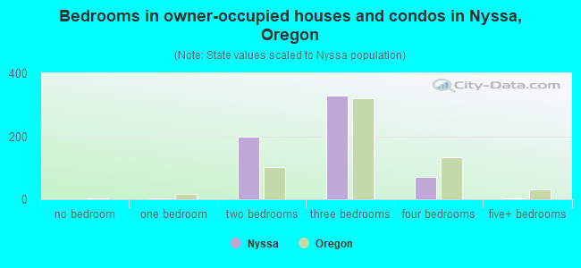 Bedrooms in owner-occupied houses and condos in Nyssa, Oregon