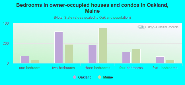 Bedrooms in owner-occupied houses and condos in Oakland, Maine
