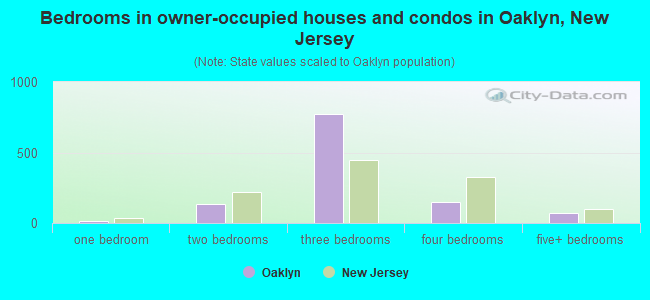Bedrooms in owner-occupied houses and condos in Oaklyn, New Jersey
