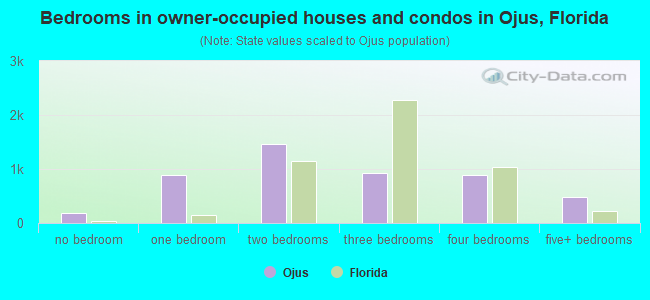 Bedrooms in owner-occupied houses and condos in Ojus, Florida
