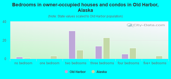 Bedrooms in owner-occupied houses and condos in Old Harbor, Alaska