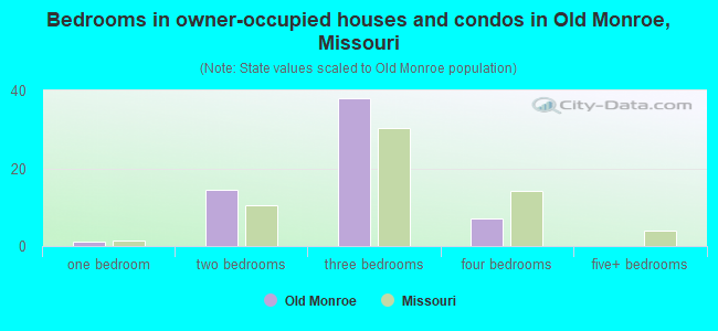 Bedrooms in owner-occupied houses and condos in Old Monroe, Missouri