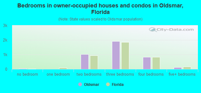 Bedrooms in owner-occupied houses and condos in Oldsmar, Florida