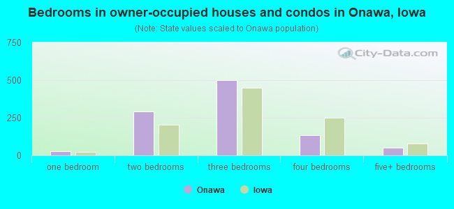 Bedrooms in owner-occupied houses and condos in Onawa, Iowa
