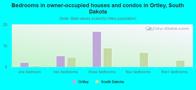 Bedrooms in owner-occupied houses and condos in Ortley, South Dakota