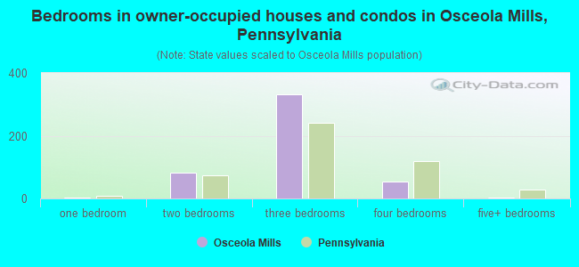 Bedrooms in owner-occupied houses and condos in Osceola Mills, Pennsylvania