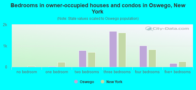 Bedrooms in owner-occupied houses and condos in Oswego, New York