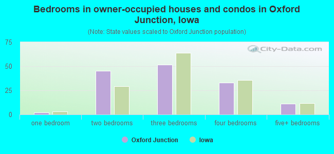 Bedrooms in owner-occupied houses and condos in Oxford Junction, Iowa