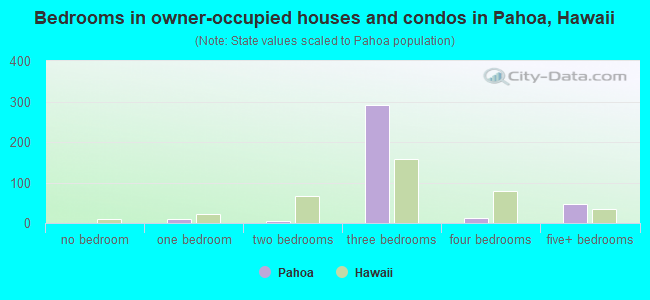 Bedrooms in owner-occupied houses and condos in Pahoa, Hawaii