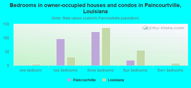 Bedrooms in owner-occupied houses and condos in Paincourtville, Louisiana