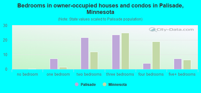 Bedrooms in owner-occupied houses and condos in Palisade, Minnesota