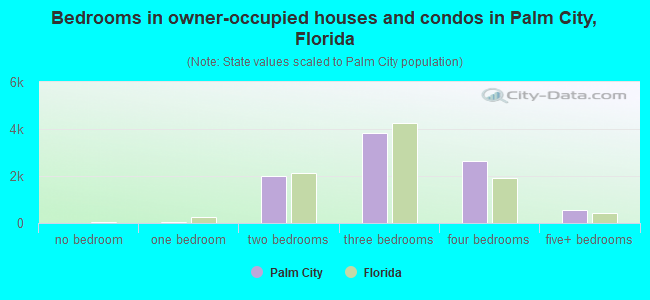Bedrooms in owner-occupied houses and condos in Palm City, Florida