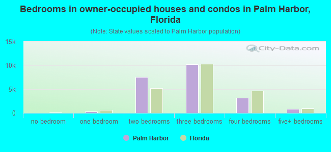 Bedrooms in owner-occupied houses and condos in Palm Harbor, Florida