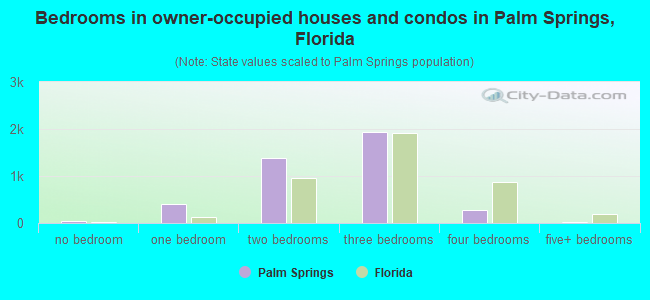 Bedrooms in owner-occupied houses and condos in Palm Springs, Florida