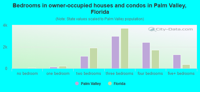 Bedrooms in owner-occupied houses and condos in Palm Valley, Florida