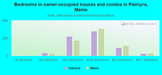 Bedrooms in owner-occupied houses and condos in Palmyra, Maine