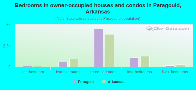 Bedrooms in owner-occupied houses and condos in Paragould, Arkansas