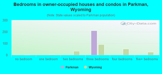 Bedrooms in owner-occupied houses and condos in Parkman, Wyoming