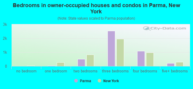 Bedrooms in owner-occupied houses and condos in Parma, New York