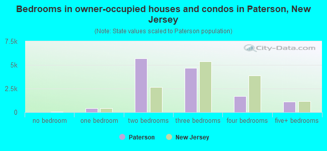Bedrooms in owner-occupied houses and condos in Paterson, New Jersey