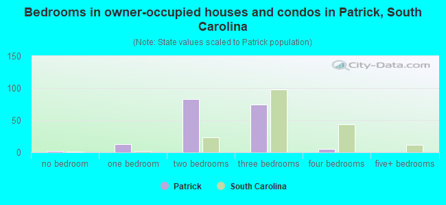 Bedrooms in owner-occupied houses and condos in Patrick, South Carolina